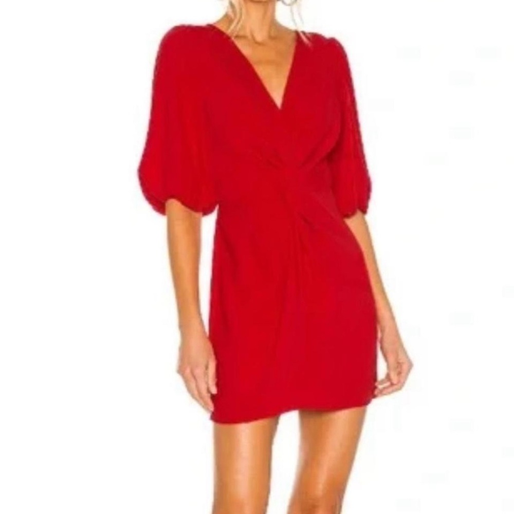 Amanda Uprichard Red Mini Dress with Puff Sleeves